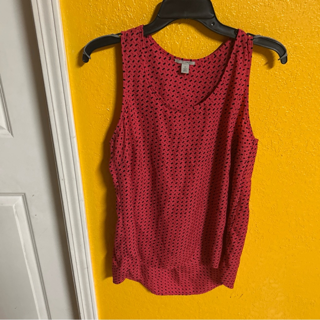 Halogen Red And Black Patterned Tank Top